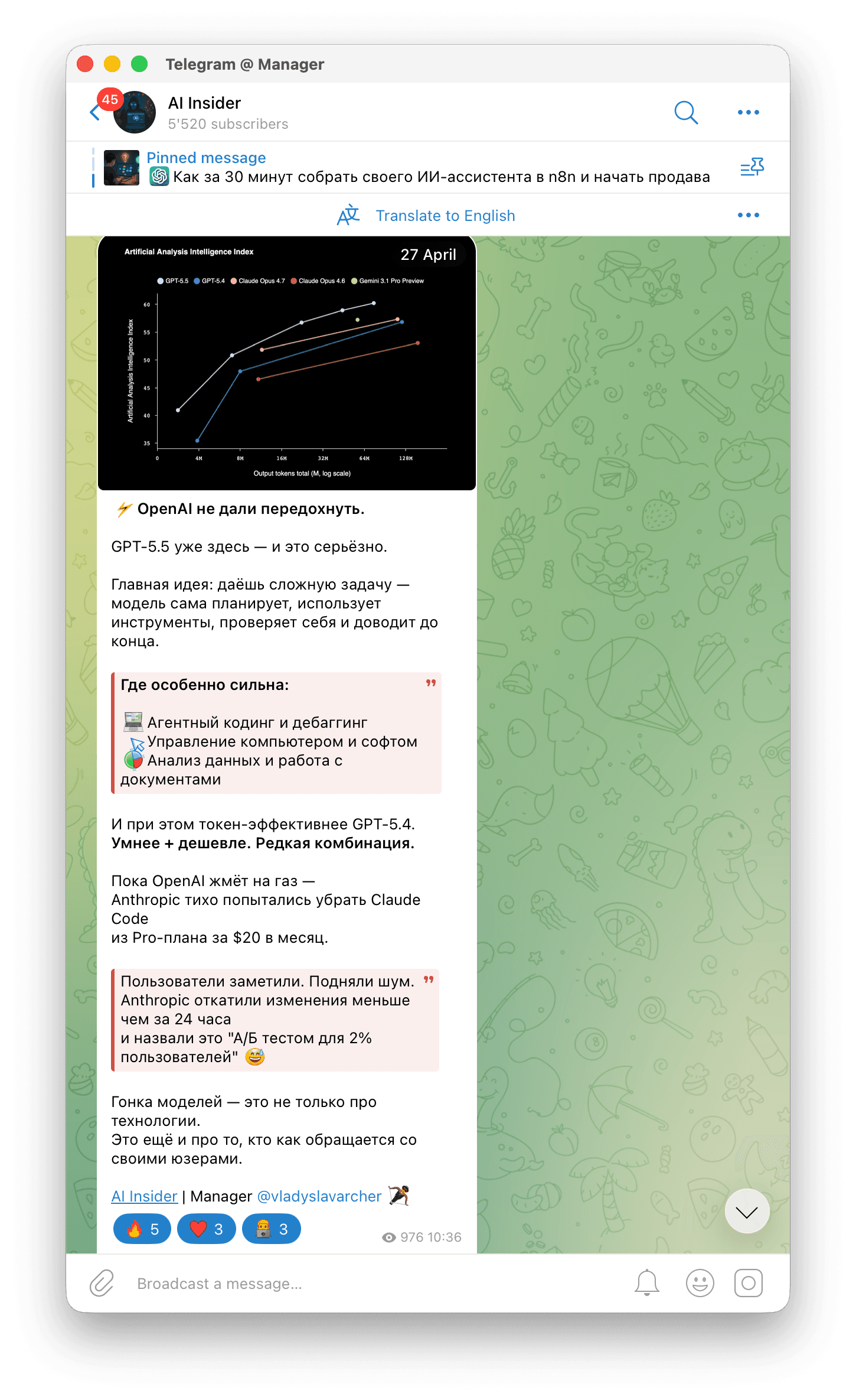 AI Insider Telegram content screenshot